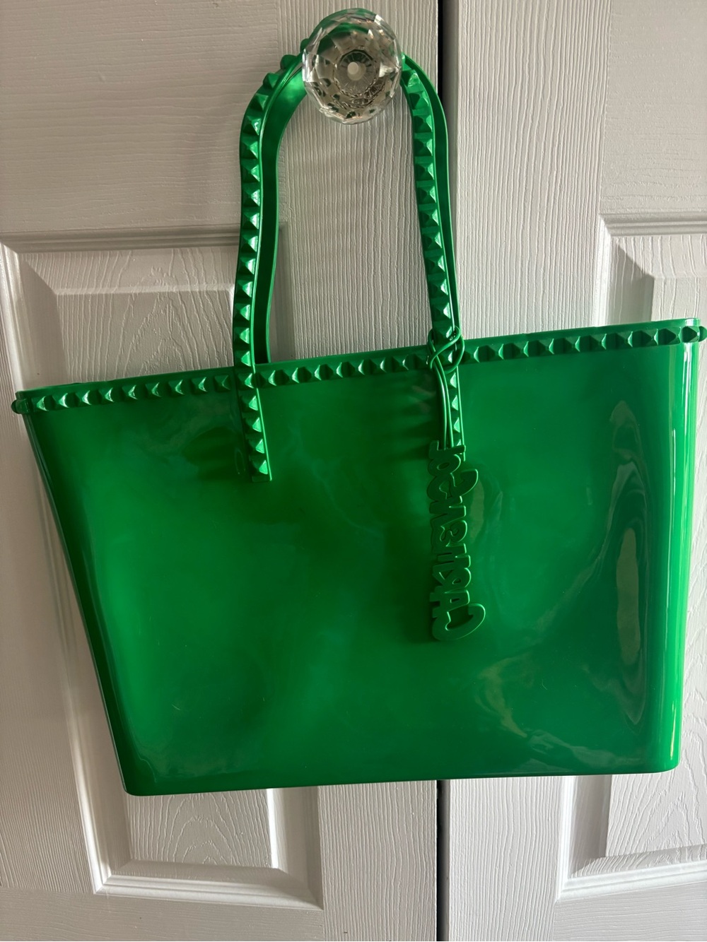 Vibrant Green Studded Tote Bag